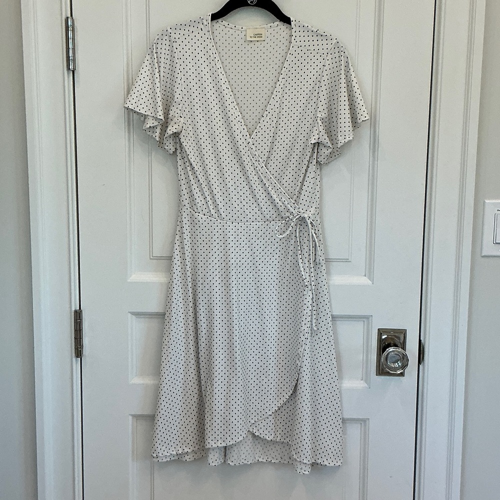 Caution To The Wind Cream Polka Dot Midi Dress